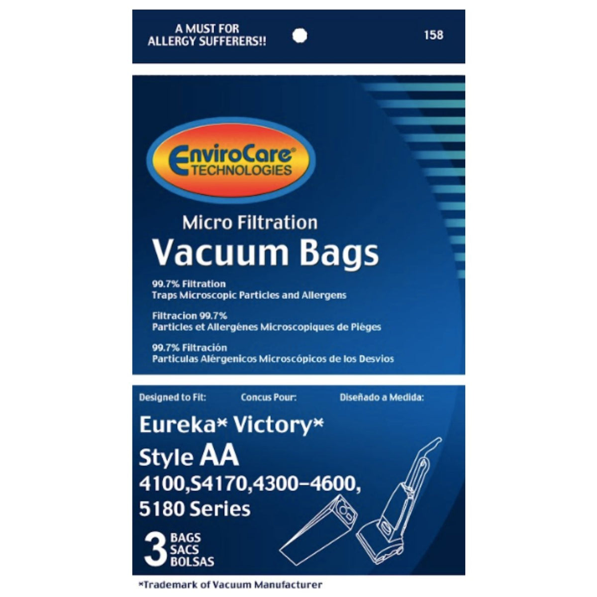 Eureka AA Vacuum Bags (3pk) by EnviroCare VacuumCleanerMarket