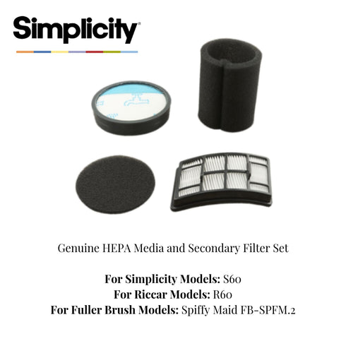 Simplicity S60/ Riccar R60 HEPA Media and Secondary Filter Set