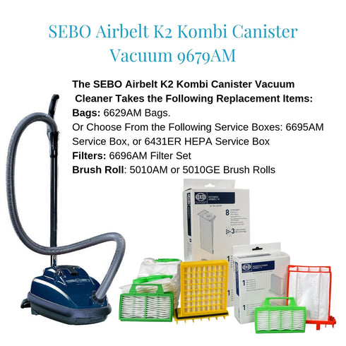 SEBO Airbelt K2 Kombi Vacuum Cleaner 9679AM (Dark Blue)