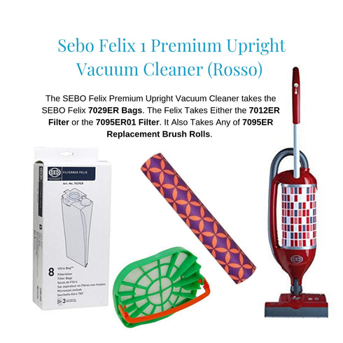 SEBO Felix 1 Premium Upright Vacuum Cleaner With ET-1 Power Head 9809AM (Rosso)