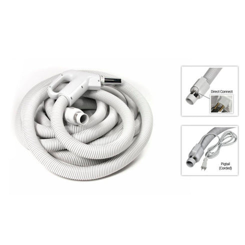 Central Vacuum Electric Hose- 30 Foot Direct Connect- Fits Button Lock and Friction Fit
