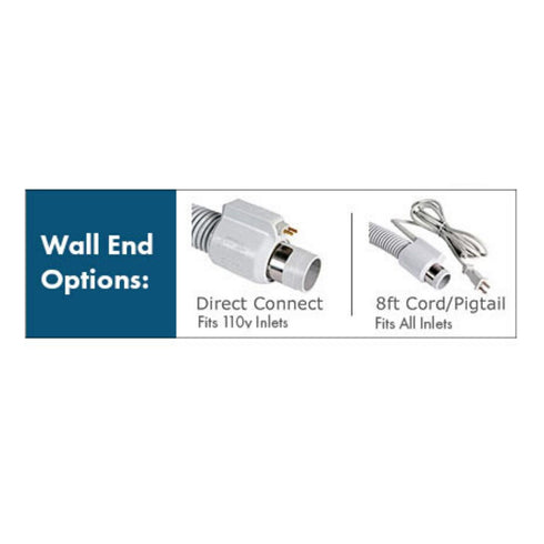 Central Vacuum Electric Hose- 30 Foot Direct Connect- Fits Button Lock and Friction Fit