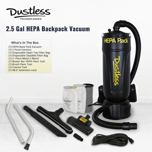 Dustless 2.5 Gallon HEPA BackPack Vacuum (Black)