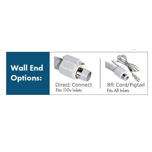 Central Vacuum Electric Hose -30 Foot Electric Corded Pigtail- Fits Button Lock and Friction Fit