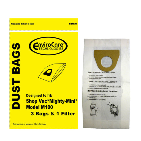 EnviroCare Shop Vac Mighty Mini – 3 Bags and 1 Filter Short Description