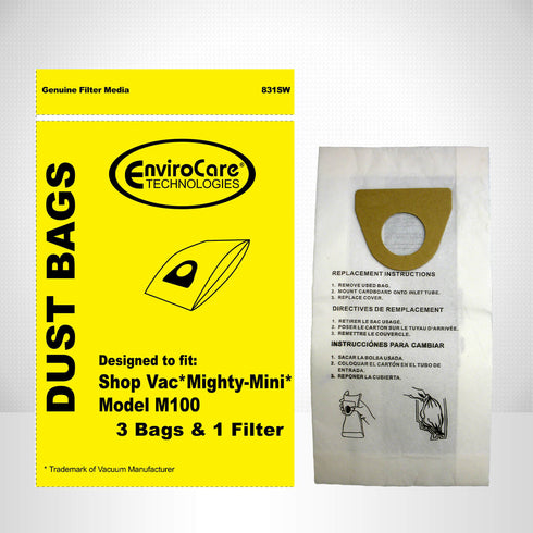 EnviroCare Shop Vac Mighty Mini – 3 Bags and 1 Filter Short Description