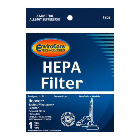 EnviroCare Hoover Bagless WindTunnel Canister Vacuum HEPA Exhaust Filter F262