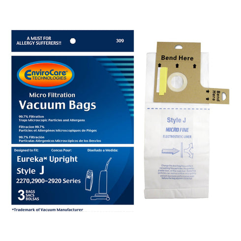 EnviroCare Eureka Upright Style J Bags - 3 Pack