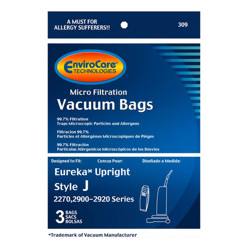 EnviroCare Eureka Upright Style J Bags - 3 Pack