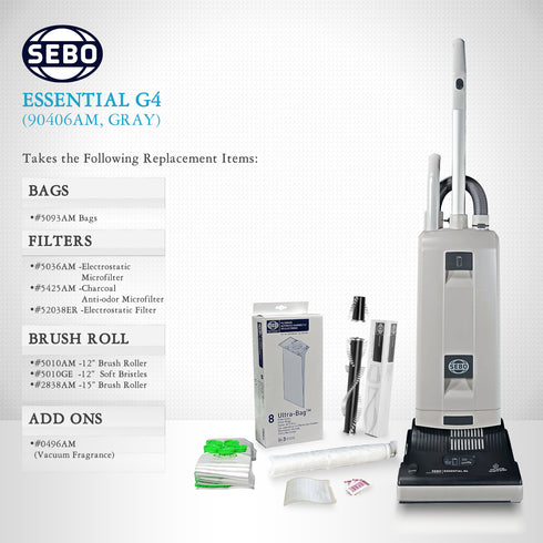 SEBO Essential G4 Upright Vacuum Cleaner 90406AM (Gray)