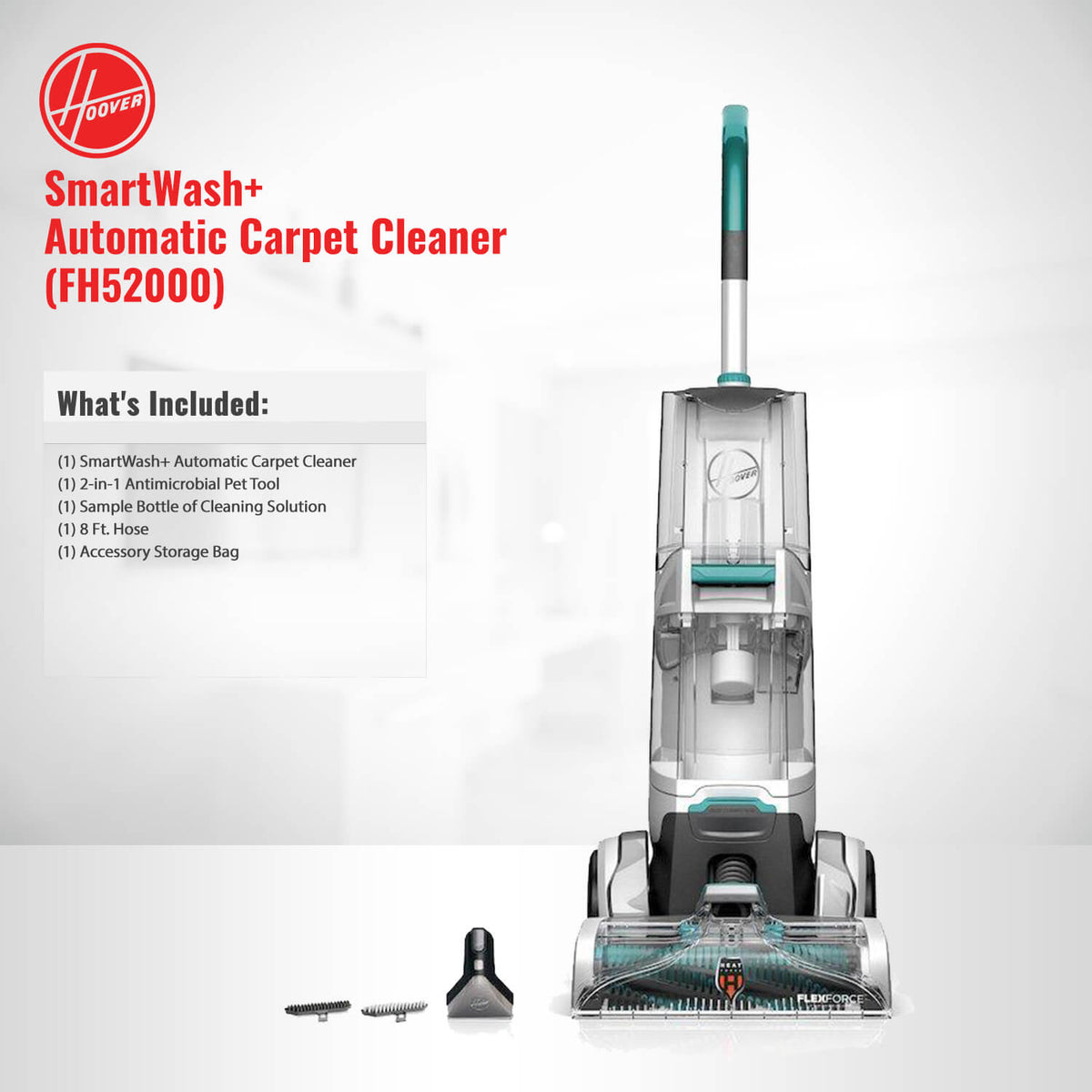 Hoover Smartwash Automatic Carpet Cleaner Machine, FH52000, Turquoise 