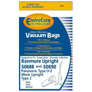 Kenmore 50688 / Panasonic U-2 Vacuum Bags (3pk) by EnviroCare