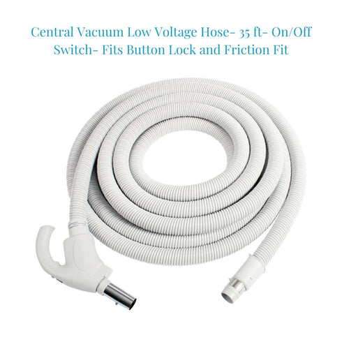 Central Vacuum Low Voltage Hose- 35 Foot- Fits Button Lock and Friction Fit