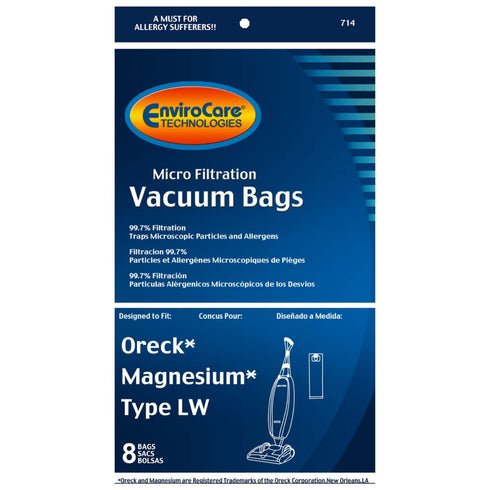 EnviroCare Oreck Magnesium Type LW Vacuum Cleaner Bags- (8 Pack)
