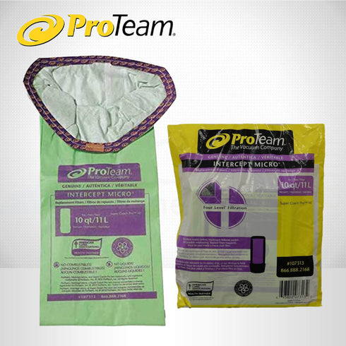 ProTeam 10 QT #107313 Intercept Micro Filter Vacuum Bags- 10 Pack