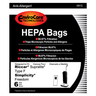 Riccar Supralite F Bags HEPA - 6pk