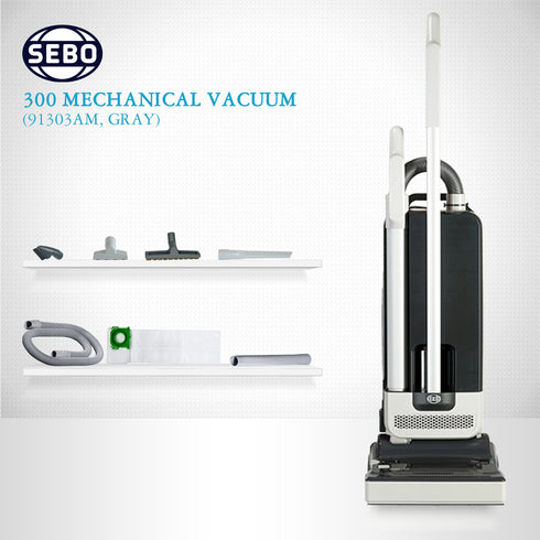SEBO 300 MECHANICAL Commercial Grade Upright Vacuum Cleaner 91303AM (Gray)