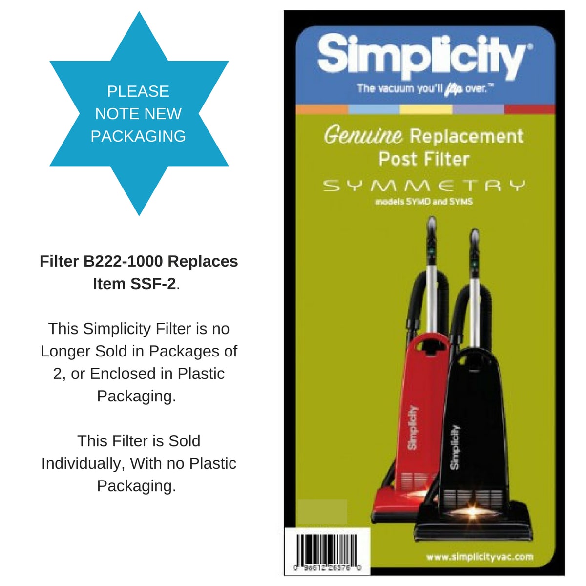 Simplicity B2221000 Symmetry Deluxe and Standard Filters