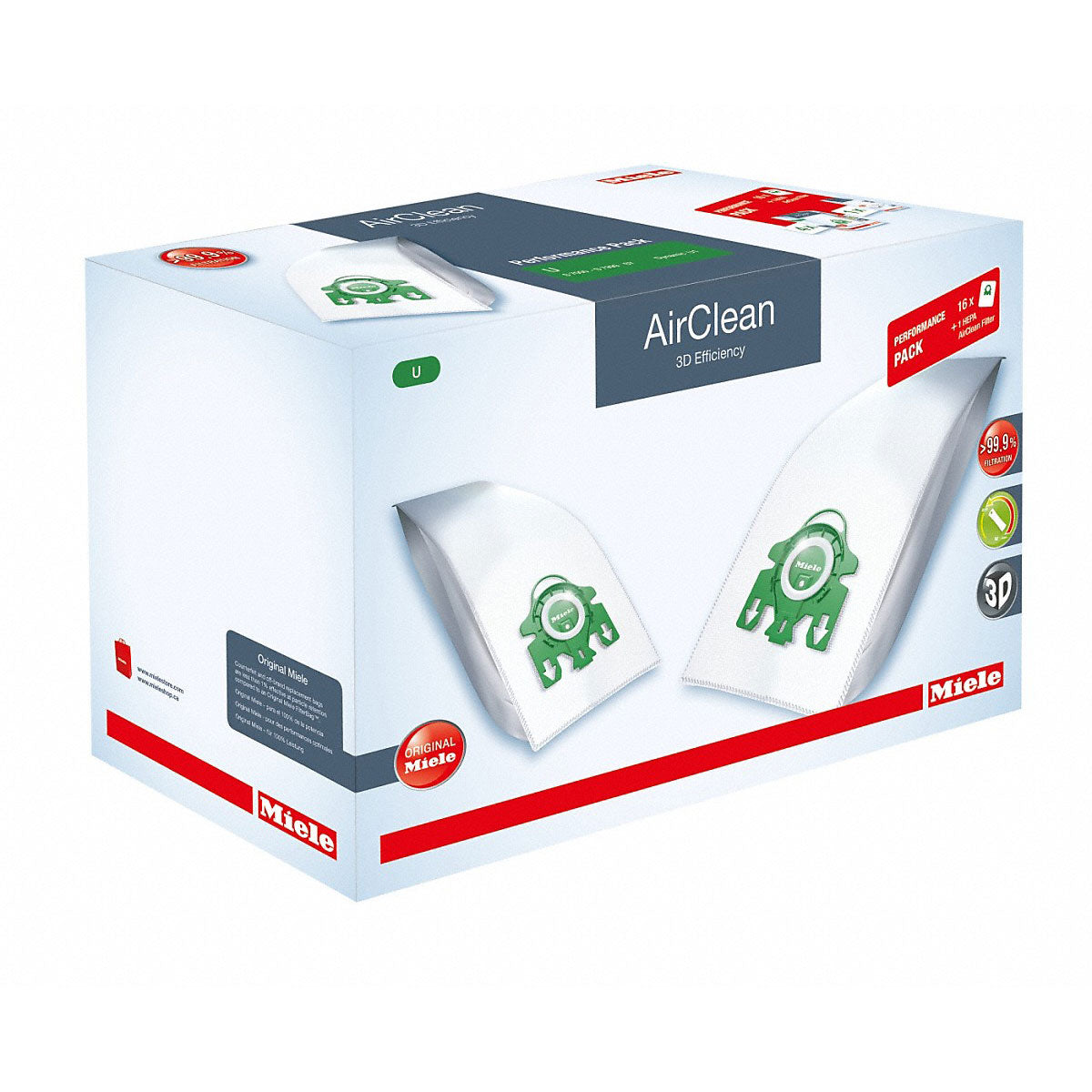 Miele Hyclean 3D Efficiency Dust Bag, Type FJM, 8 Bags & 4 Filters XL Pack  - Helia Beer Co