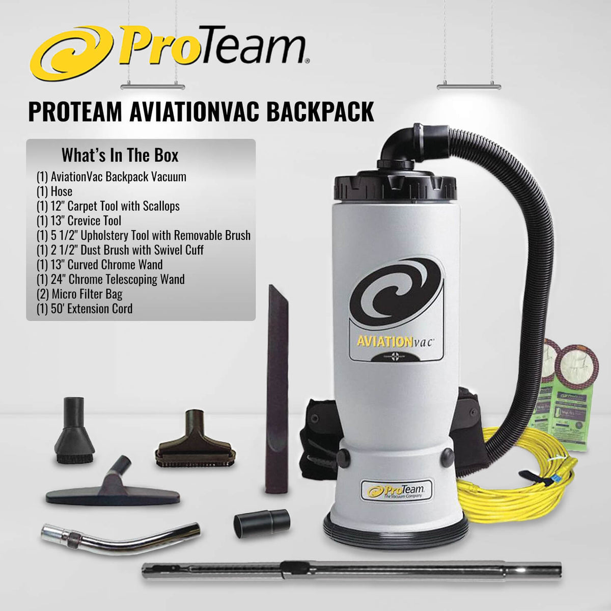 ProTeam 103024 6 QT AviationVac Commercial Backpack Vacuum ...