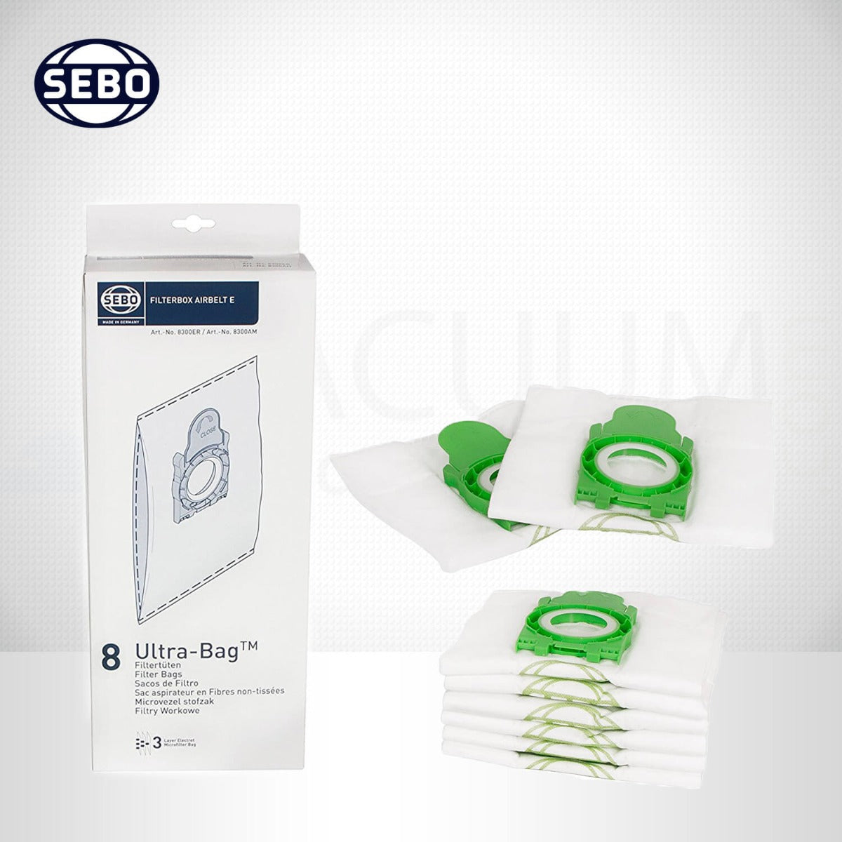 10 sacchetti per aspirapolvere in tessuto non tessuto, adatti per Sebo 8300ER, Airbelt E1, E3 10 sacchetti per aspirapolvere in tessuto non tessuto, adatti per Sebo 8300ER, Airbelt E1, E3